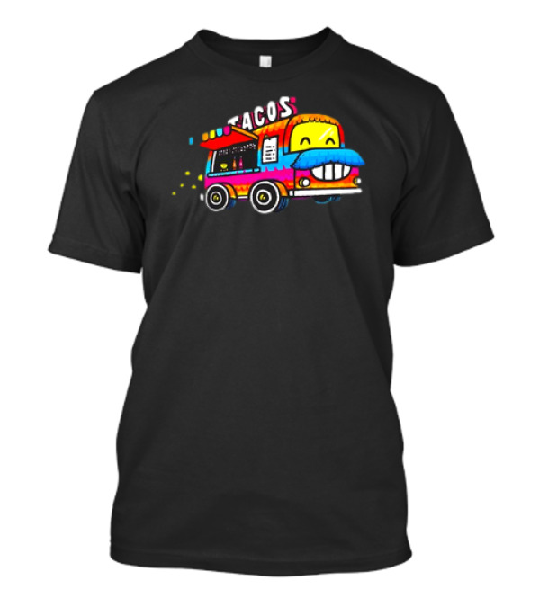 Tacos Tuesdays Colorful Food Truck With Happy Face T-Shirt