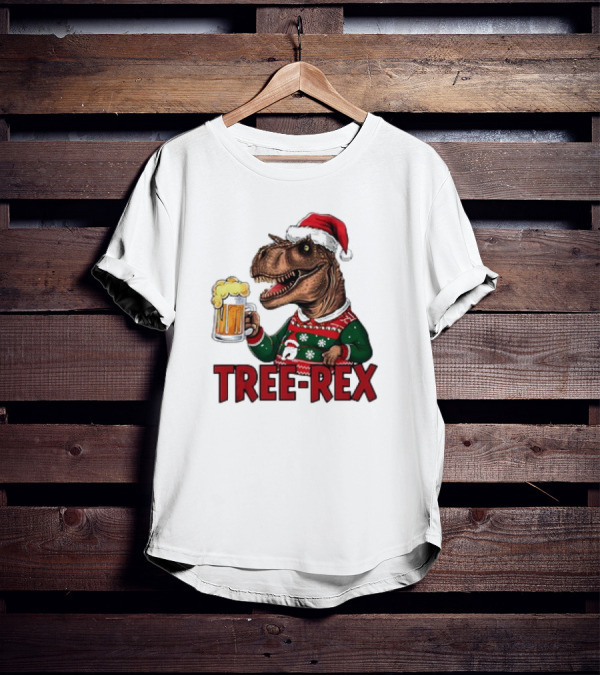 Christmas Tree-Rex Ugly Sweater Merry Beer Dinosaur Trex T-Shirt