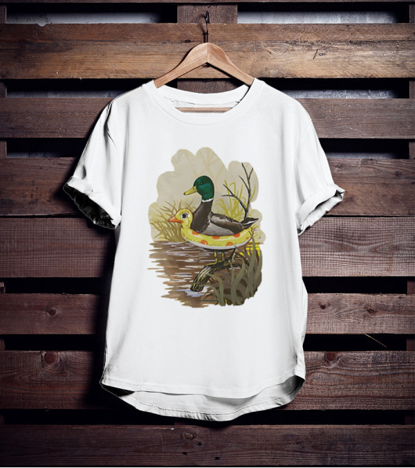 Duck In Training With Swim Ring By Pond T-Shirt