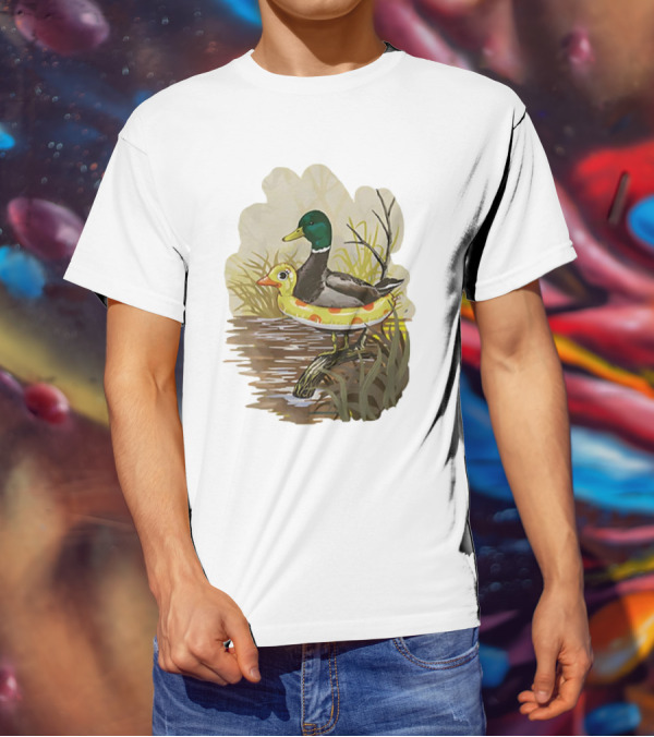 Duck In Training With Swim Ring By Pond T-Shirt