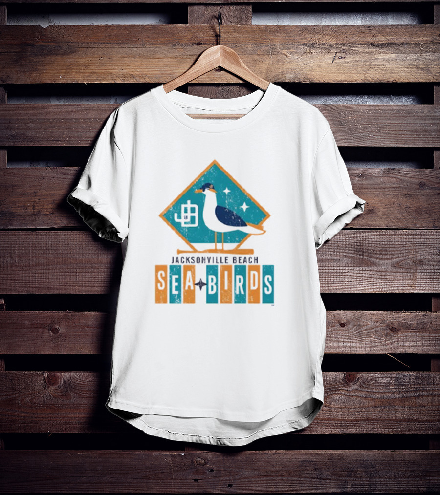 Hometown Collection Jacksonville Beach Sea Birds Logo With Geometric Diamond And Stylized Seagull T-Shirt