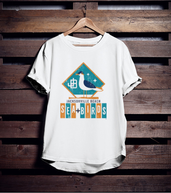 Hometown Collection Jacksonville Beach Sea Birds Logo With Geometric Diamond And Stylized Seagull T-Shirt