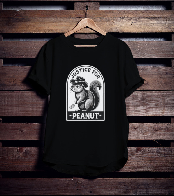 Justice For Peanut The Squirrel Funny Wanted Peanut Squirrel Retro Cowboy Hat T-Shirt