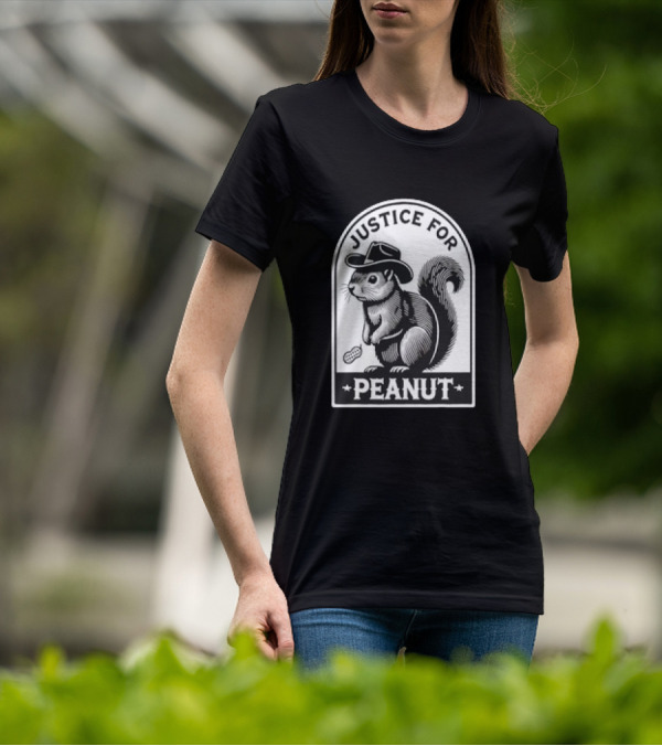 Justice For Peanut The Squirrel Funny Wanted Peanut Squirrel Retro Cowboy Hat T-Shirt