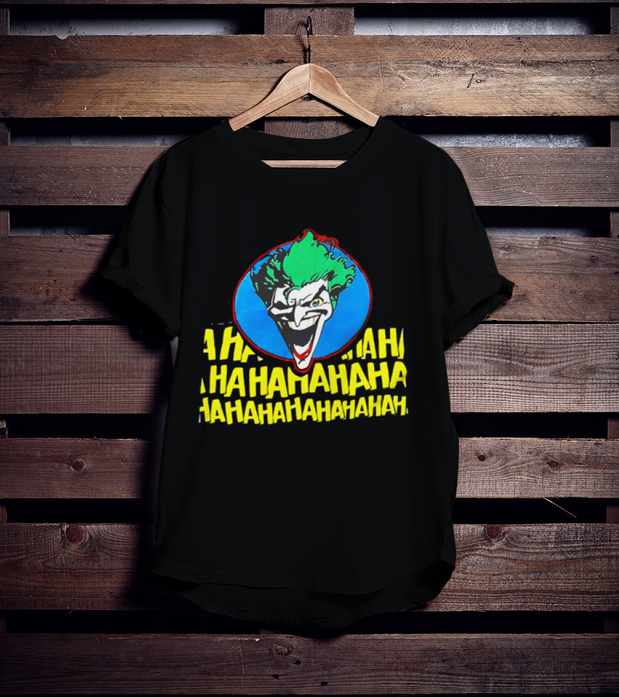 Joker DC Comics 1989 Hahahaha Vintage Iconic Laughing Face And Text T-Shirt