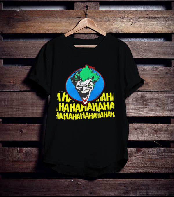 Joker DC Comics 1989 Hahahaha Vintage Iconic Laughing Face And Text T-Shirt