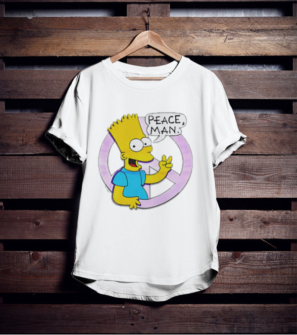 Bart Simpson Peace Man Vintage Iconic Character T-Shirt