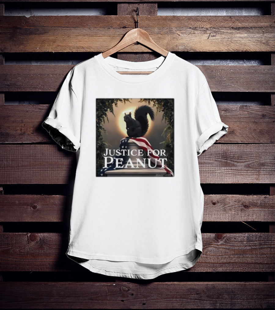 Justice For Peanut The Squirrel With American Flag Iconography T-Shirt