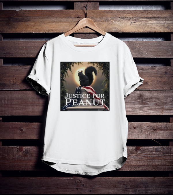 Justice For Peanut The Squirrel With American Flag Iconography T-Shirt