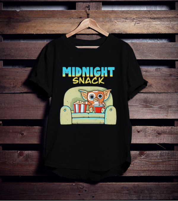 Midnight Snack Mogwai Relaxing On Couch With Popcorn And Soda T-Shirt