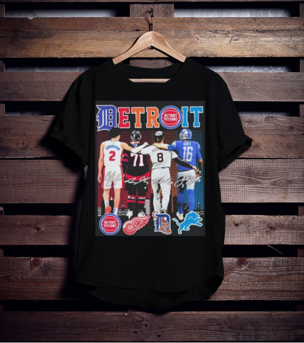 Detroit Pistons Red Wings Tigers Lions Cunningham Larkin Vierling Goff T-Shirt