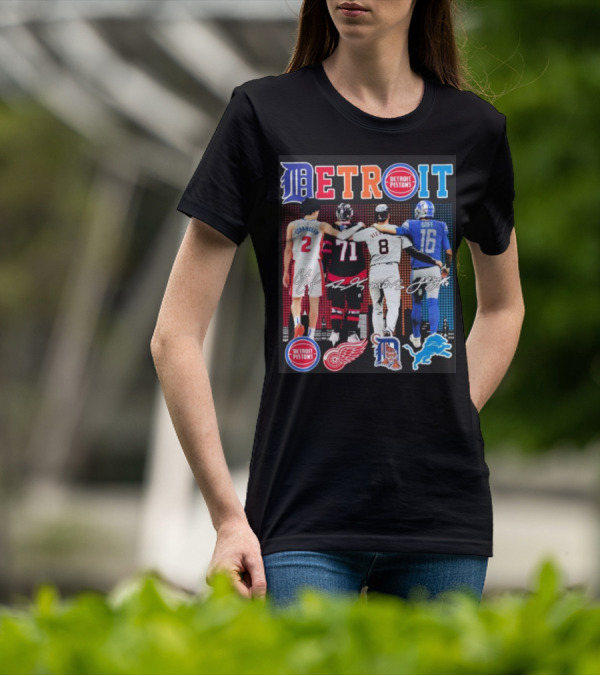 Detroit Pistons Red Wings Tigers Lions Cunningham Larkin Vierling Goff T-Shirt