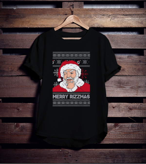 Santa Claus Merry Rizzmas Ugly Christmas Winking Santa T-Shirt