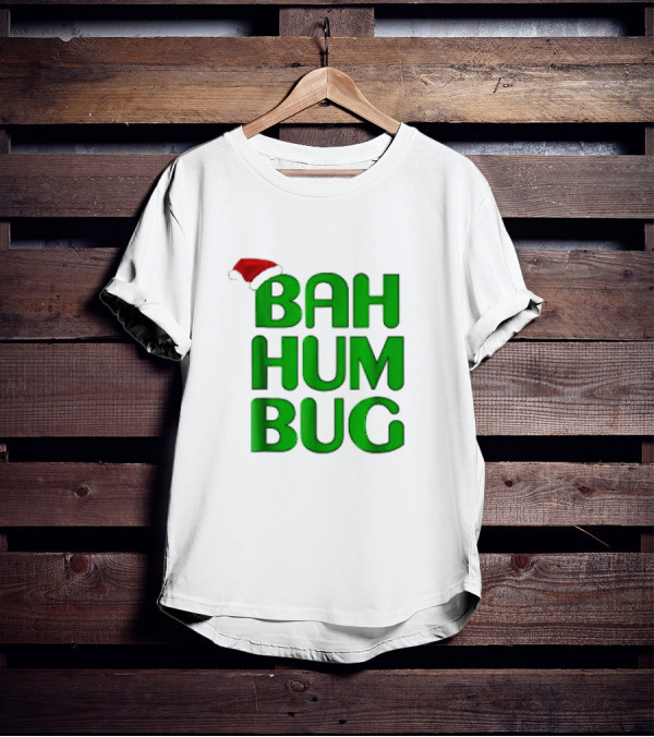 Bah Hum Bug Christmas Text With Santa Hat T-Shirt