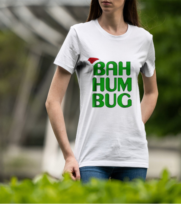 Bah Hum Bug Christmas Text With Santa Hat T-Shirt