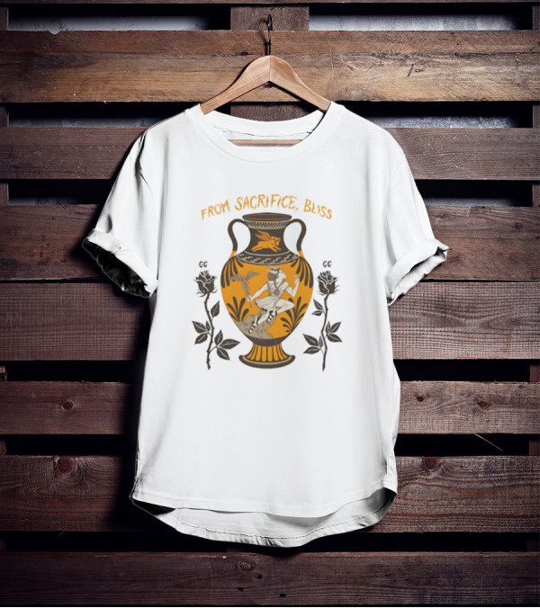 FROM SACRIFICE BLISS ANCIENT GREEK VASE HERMES AND ROSES T-Shirt