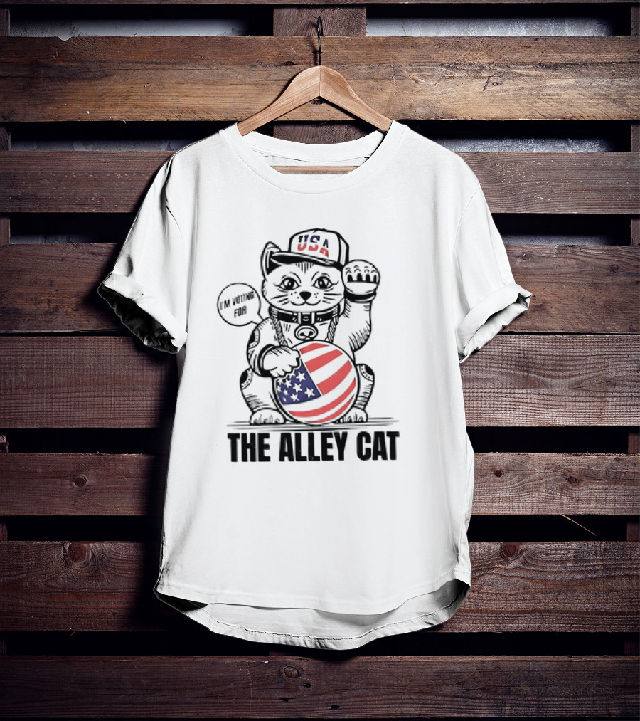 I'm Voting For The Alley Cat USA With American Flag Baseball Cap T-Shirt