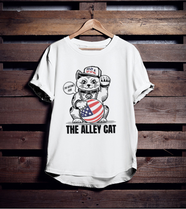 I'm Voting For The Alley Cat USA With American Flag Baseball Cap T-Shirt