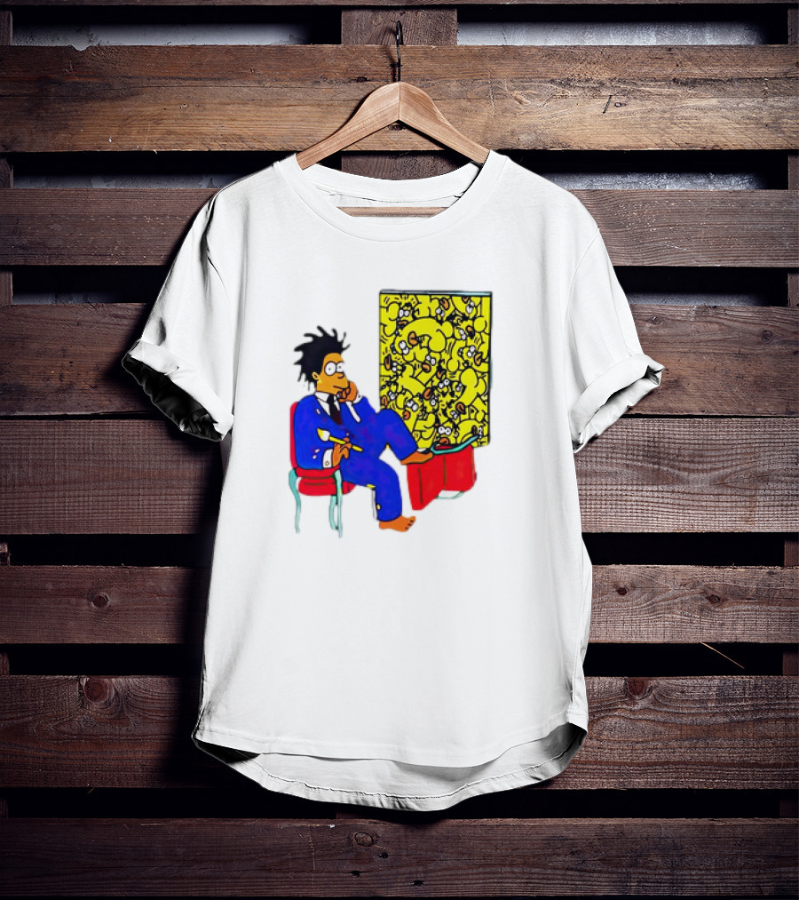 The Simpsons Jay-Z Cartoon Style Art With Basquiat Sitting On Red Chair T-Shirt