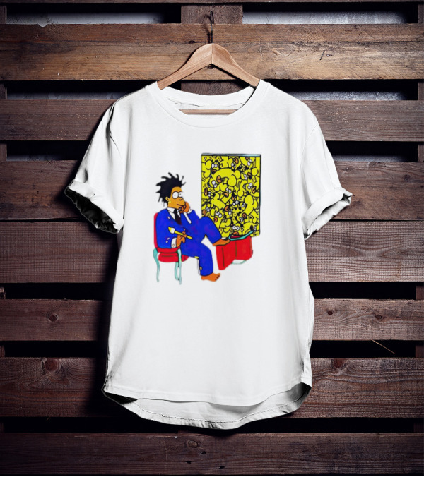 The Simpsons Jay-Z Cartoon Style Art With Basquiat Sitting On Red Chair T-Shirt