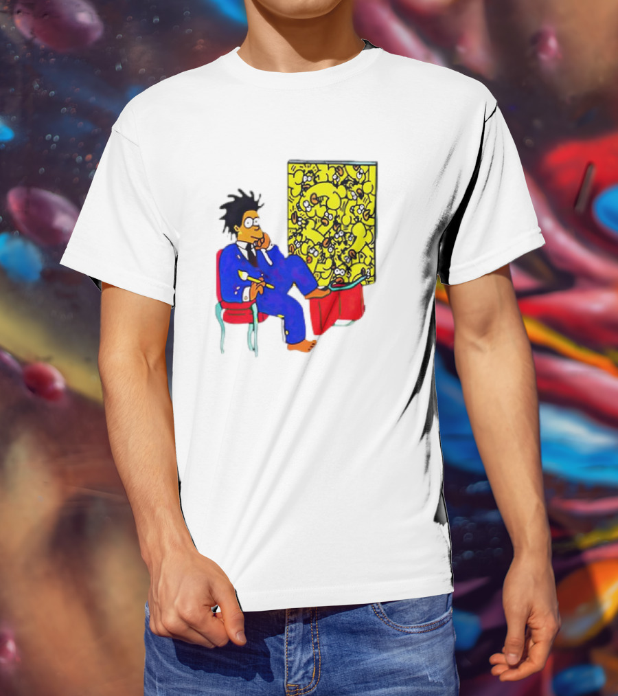 The Simpsons Jay-Z Cartoon Style Art With Basquiat Sitting On Red Chair T-Shirt