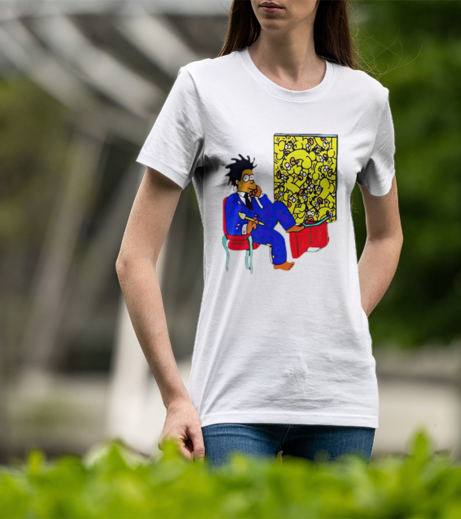 The Simpsons Jay-Z Cartoon Style Art With Basquiat Sitting On Red Chair T-Shirt