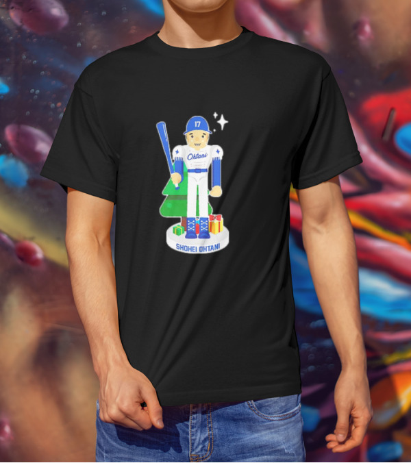 Shohei Ohtani Los Angeles Dodgers MLBPA Christmas Nutcracker With Tree And Gifts T-Shirt