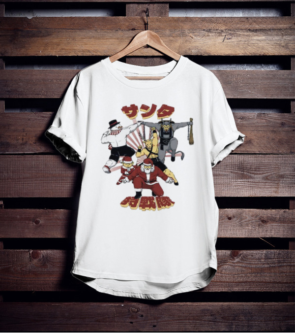 Santa Claus Krampus Frosty The Snowman Reindeer Elf Santa Force Christmas Team T-Shirt