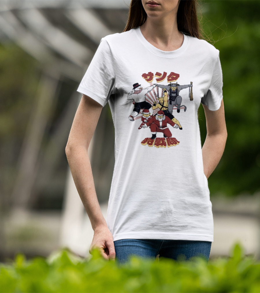 Santa Claus Krampus Frosty The Snowman Reindeer Elf Santa Force Christmas Team T-Shirt