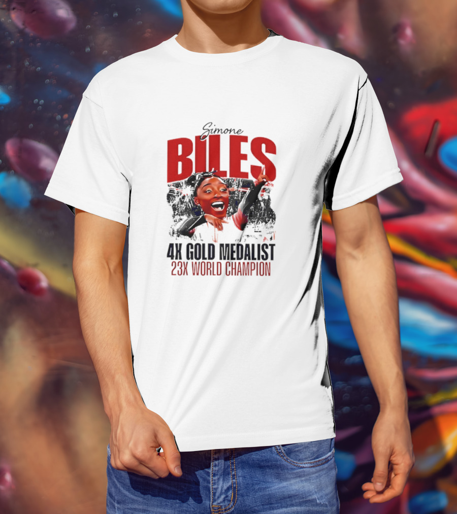 Simone Biles 4X Gold Medalist 23X World Champion Caricature T-Shirt