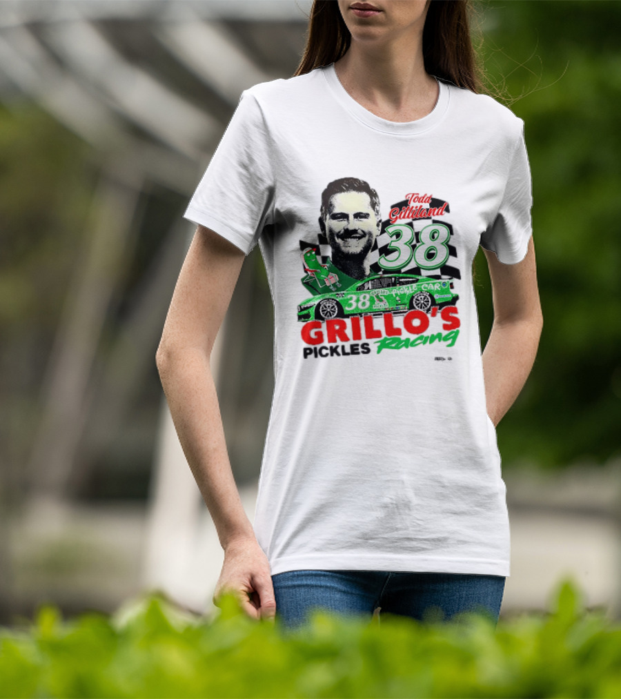 Todd Gilliland 38 Grillo's Pickles Racing Car Checkered Flag Sports T-Shirt