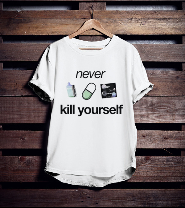 Never Kill Yourself Sad Aesthetics Vintage Vaporwave Pill Retro 90s Grunge T-Shirt