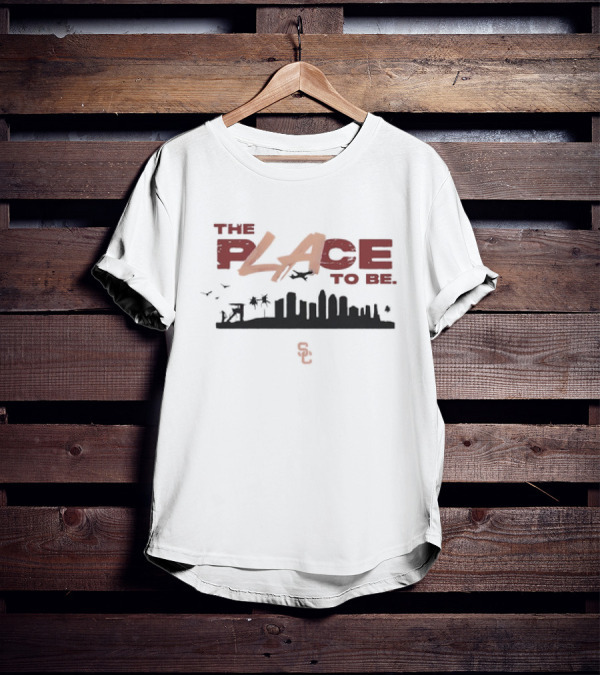 USC Trojans The Place To Be Skyline With SC Logo And Birds T-Shirt