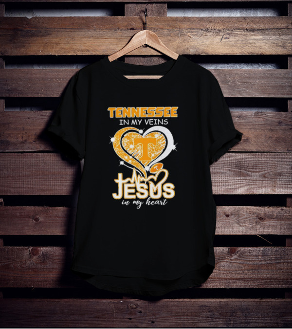 Tennessee In My Veins T Jesus In My Heart Vols Football T-Shirt