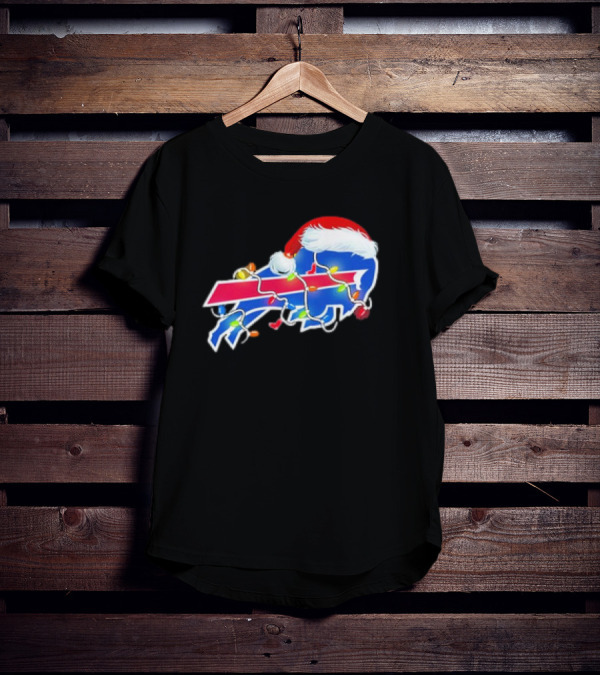 Buffalo Bills Santa Hat Christmas Lights T-Shirt