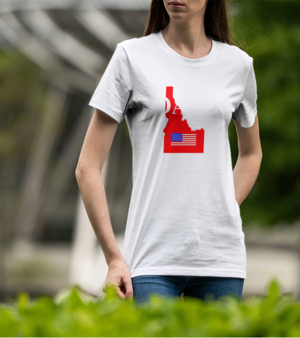 Don’t California My Idaho Red State Outline With American Flag T-Shirt
