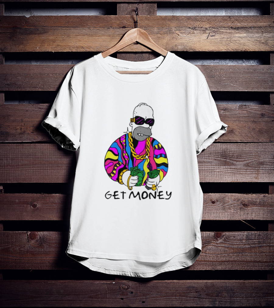 Homer Simpson Gangster Get Money Colorful Sweater And Sunglasses T-Shirt