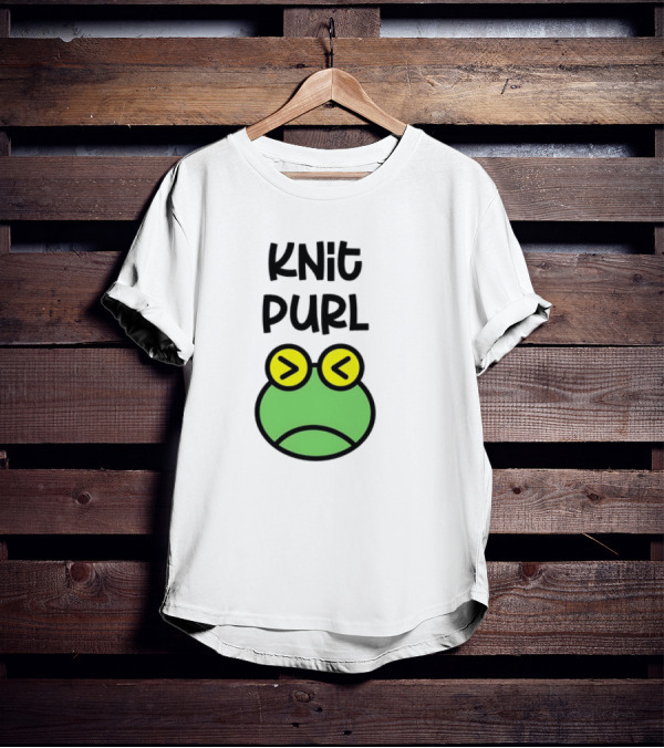 Knit Purl Frog With Glasses Pouting Face T-Shirt