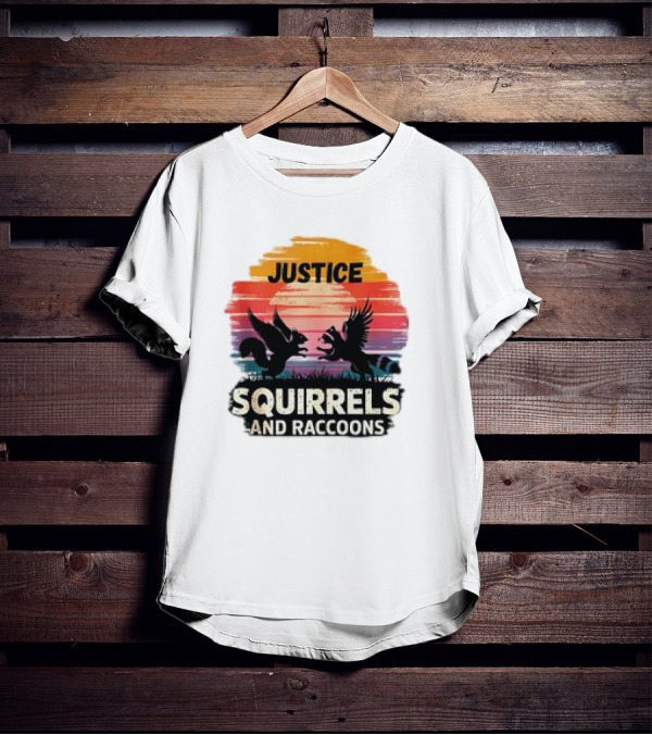 Justice For Peanut The Squirrel And Fred The Raccoon Retro Sunset T-Shirt