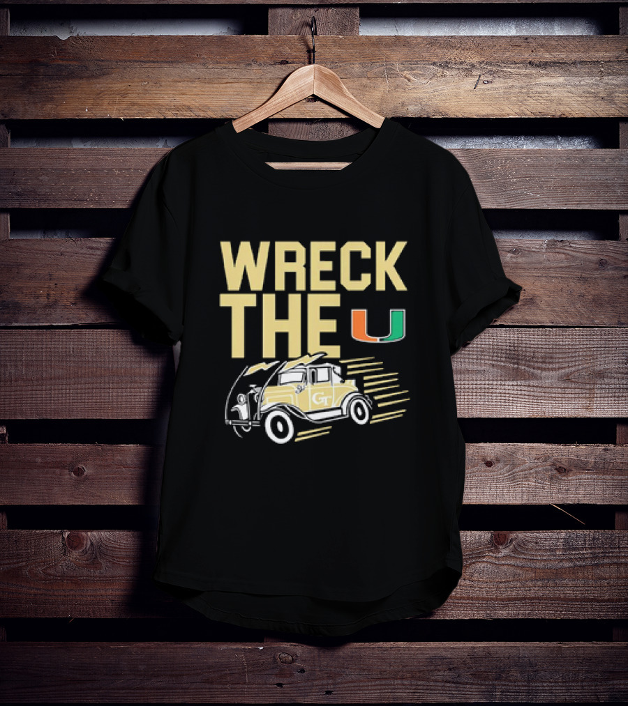 Wreck The U Georgia Tech Yellow Jackets GT Vintage Car Miami T-Shirt