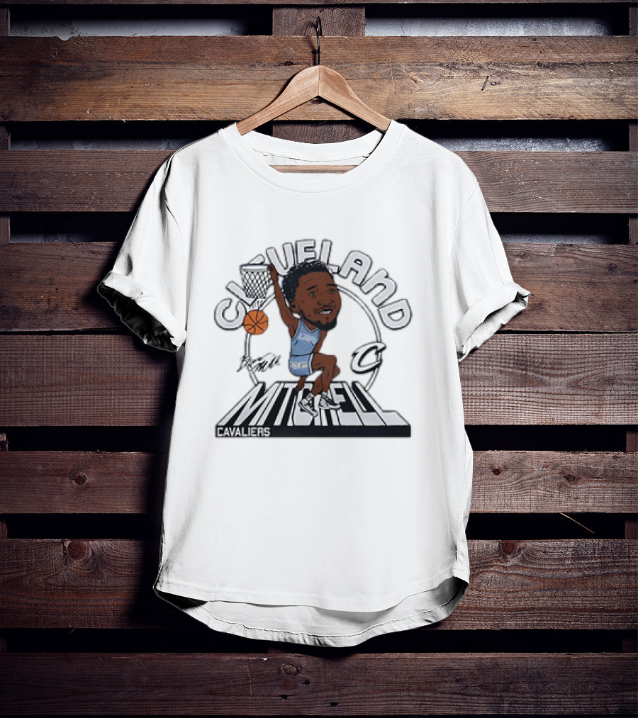 Cleveland Cavaliers Donovan Mitchell Caricature Signature Basketball Player T-Shirt