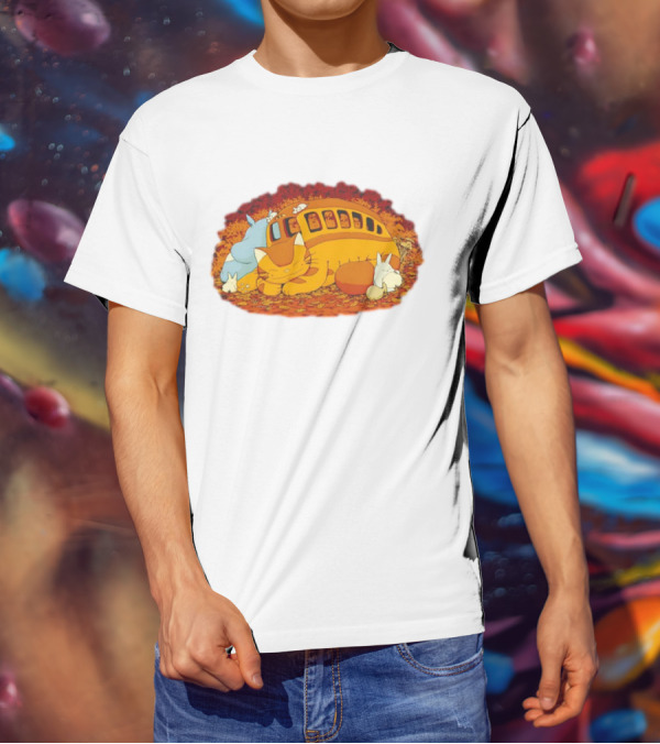 Totoro Forest Spirits Napping With Catbus T-Shirt