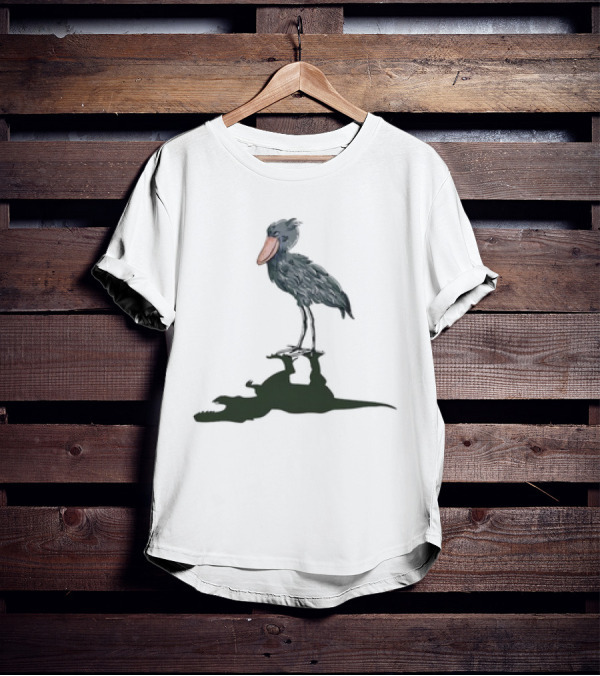 Shoebill Stork With Dinosaur Shadow Meme T-Shirt