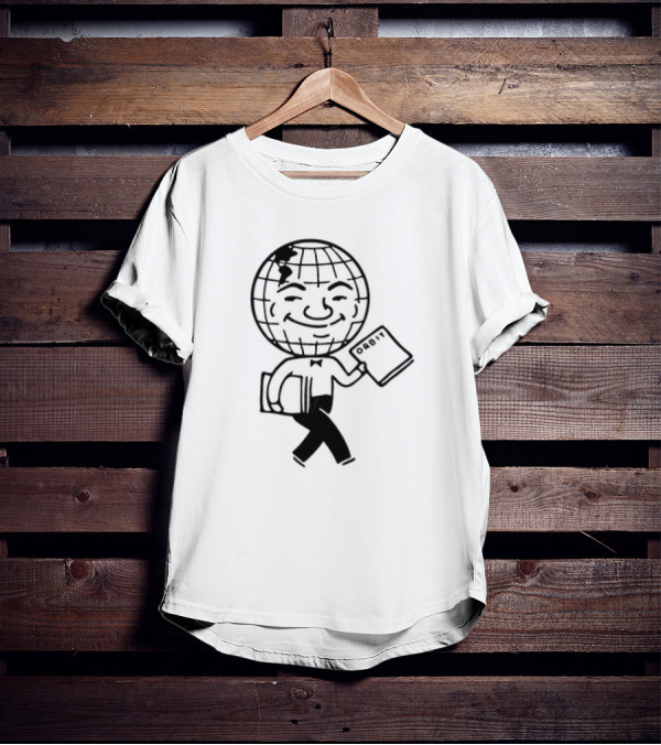 Orbit Magazine 1990 Vintage Smiling Globe Character Holding Magazine T-Shirt
