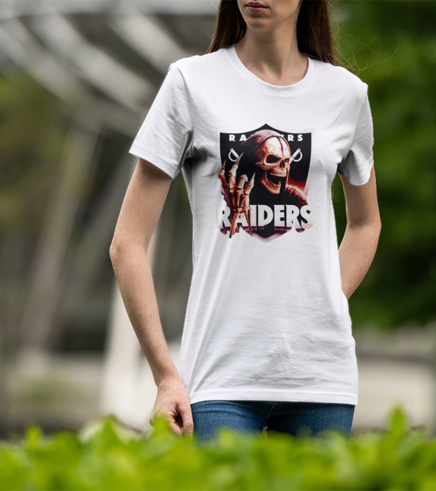 Skeleton Raiders Shield With Crossed Swords T-Shirt