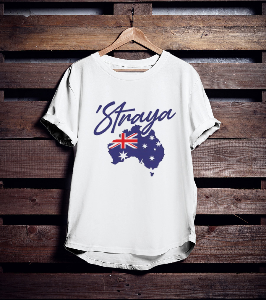 Straya Aussie Map With Australian Flag And Stars T-Shirt