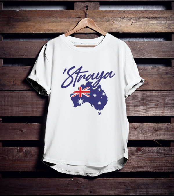Straya Aussie Map With Australian Flag And Stars T-Shirt