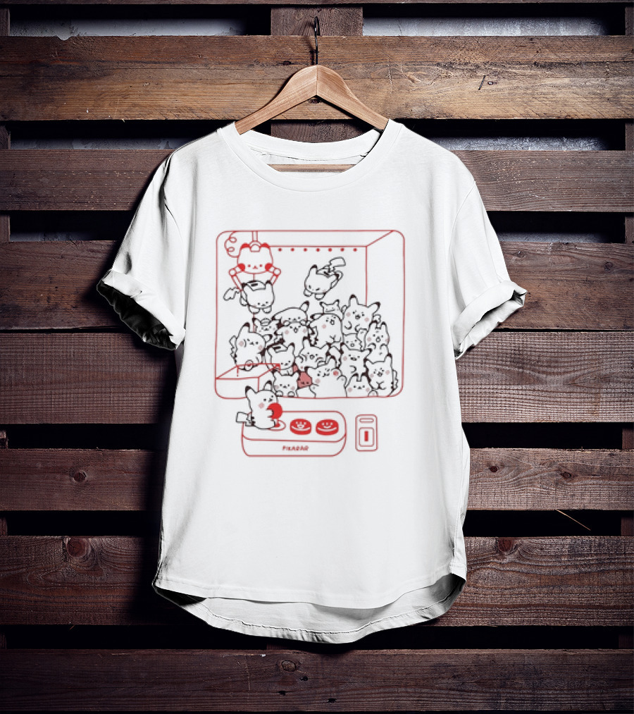 Pikarar Yellow Crane Claw Machine Cute Characters T-Shirt