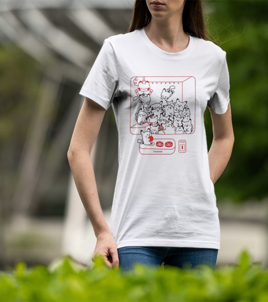 Pikarar Yellow Crane Claw Machine Cute Characters T-Shirt
