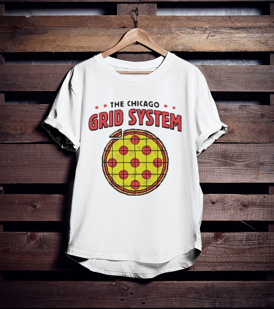 The Chicago Grid System Pizza Slice T-Shirt